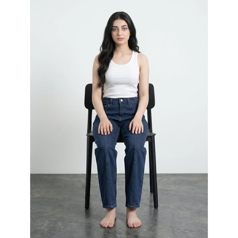 Dark Blue Front Seam Straight Jeans | Montivo Pakistan