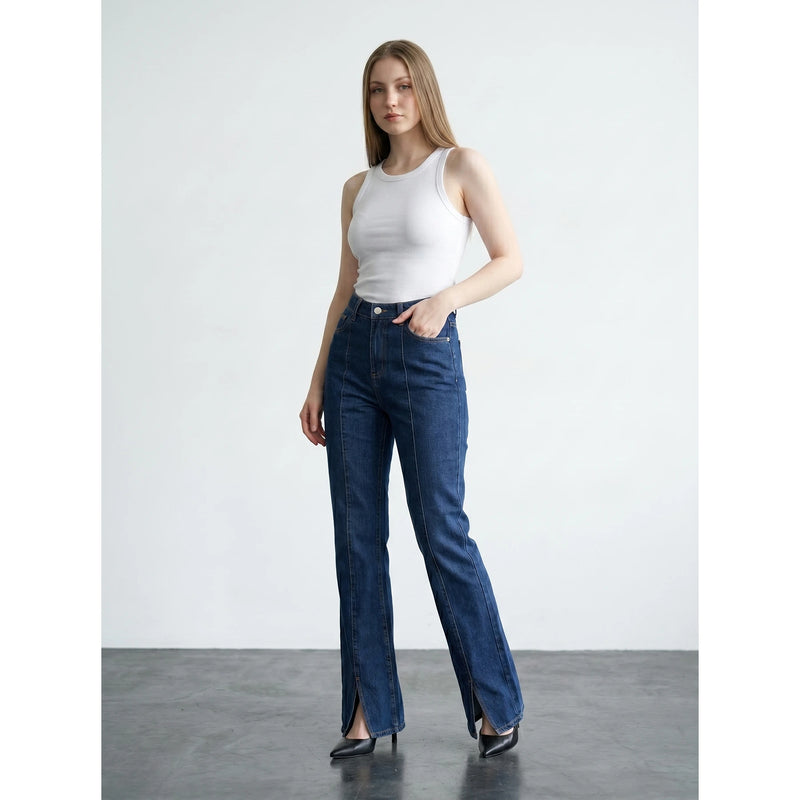 Blue Flared Split Hem Jeans | Montivo Pakistan