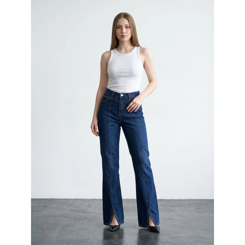 Blue Flared Split Hem Jeans | Montivo Pakistan