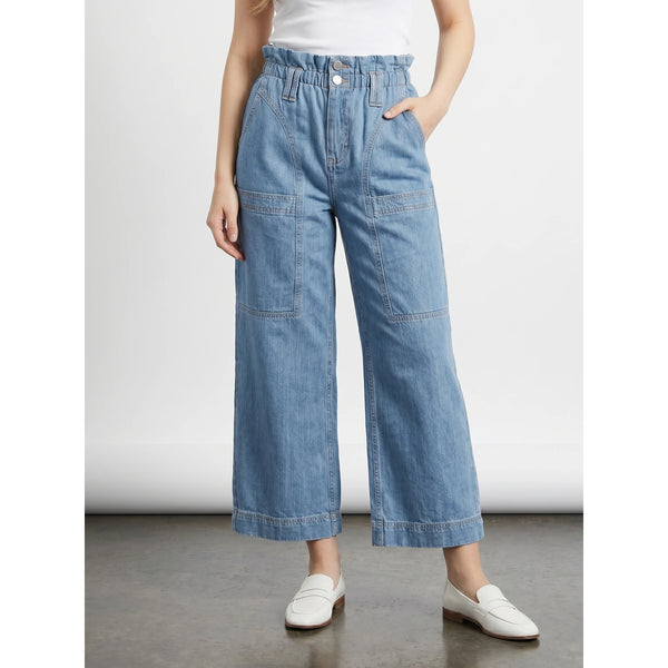 Light Blue Wide Leg Paper Bag Jeans | Montivo Pakistan