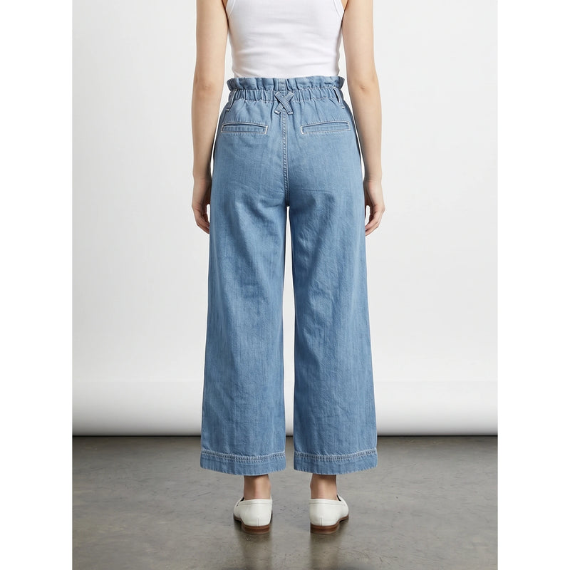 Light Blue Wide Leg Paper Bag Jeans | Montivo Pakistan