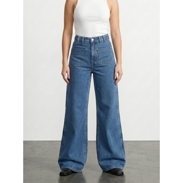 Mid Blue Wide Leg Jeans | Montivo Pakistan