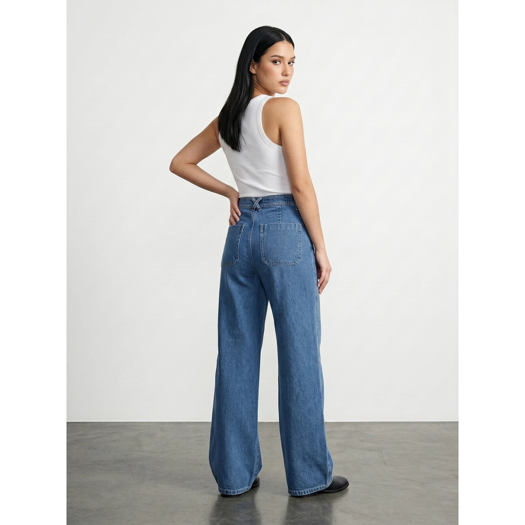 Mid Blue Wide Leg Jeans | Montivo Pakistan