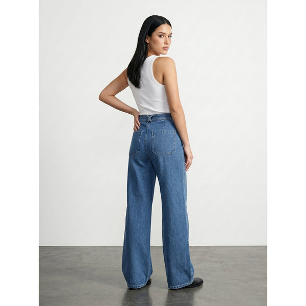 Mid Blue Wide Leg Jeans | Montivo Pakistan