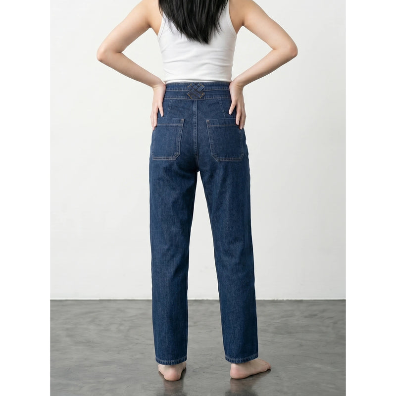 Dark Blue Mom Fit Jeans | Montivo Pakistan