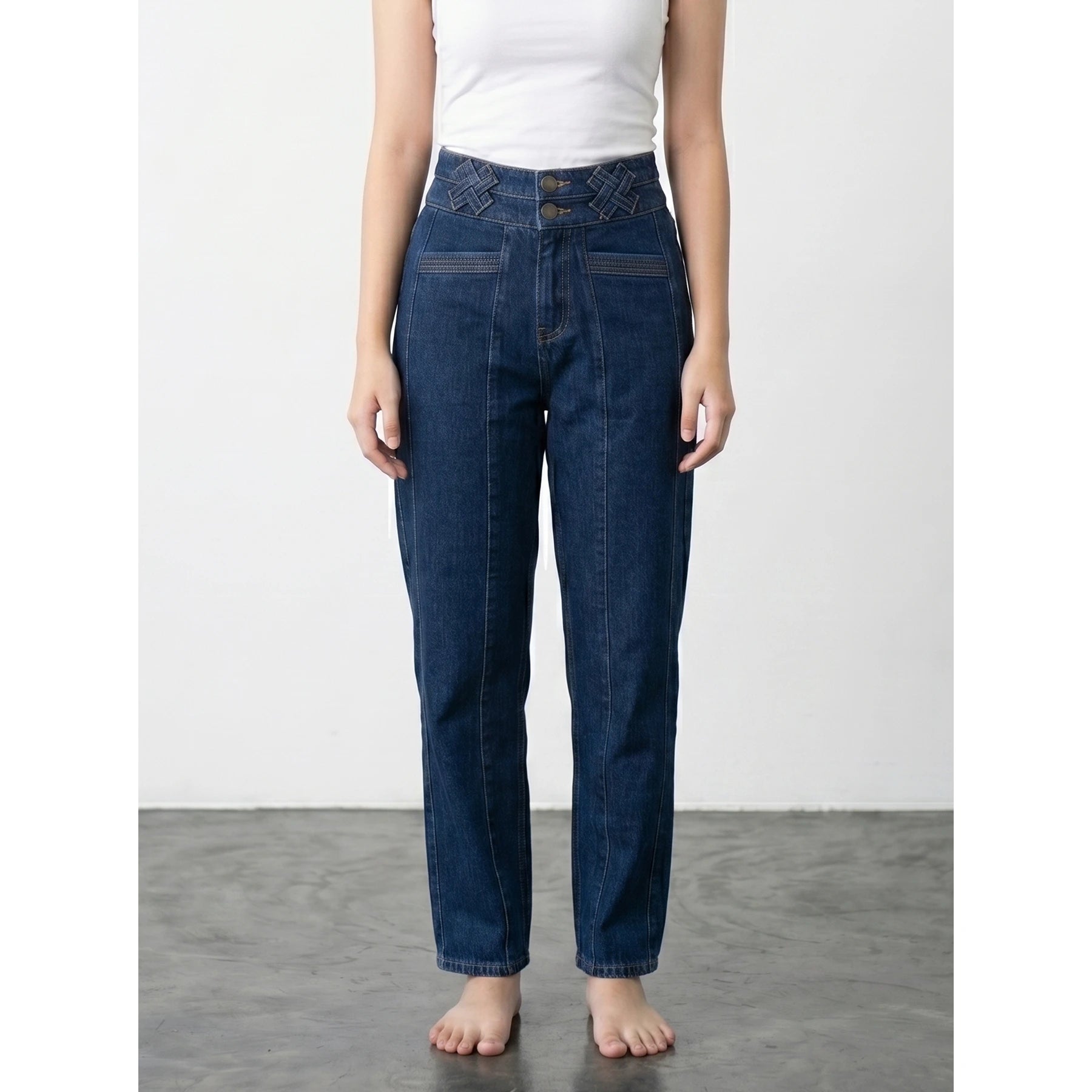 Dark Blue Mom Fit Jeans | Montivo Pakistan