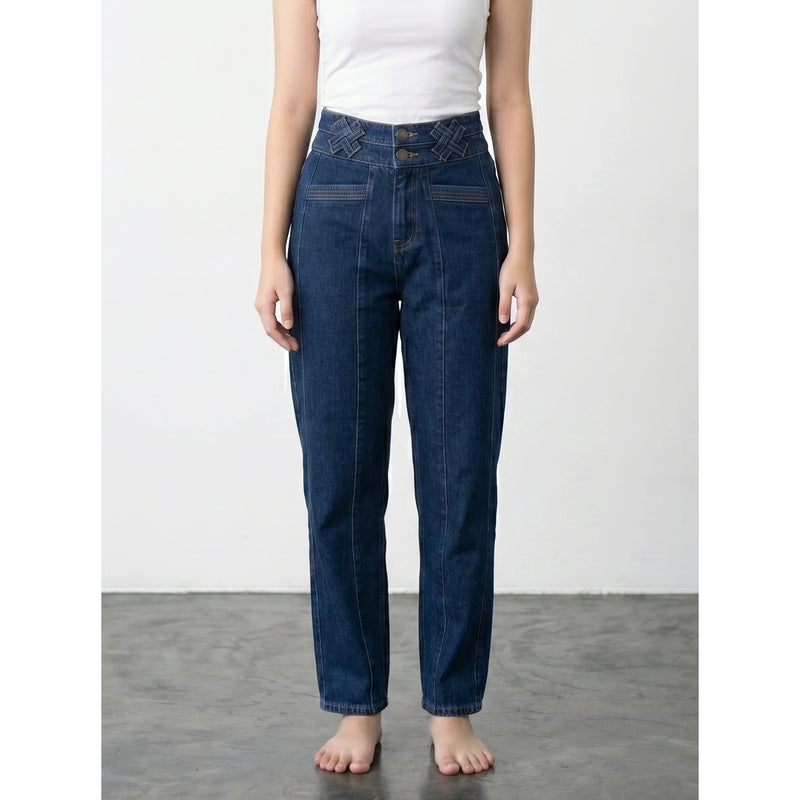 Dark Blue Mom Fit Jeans | Montivo Pakistan