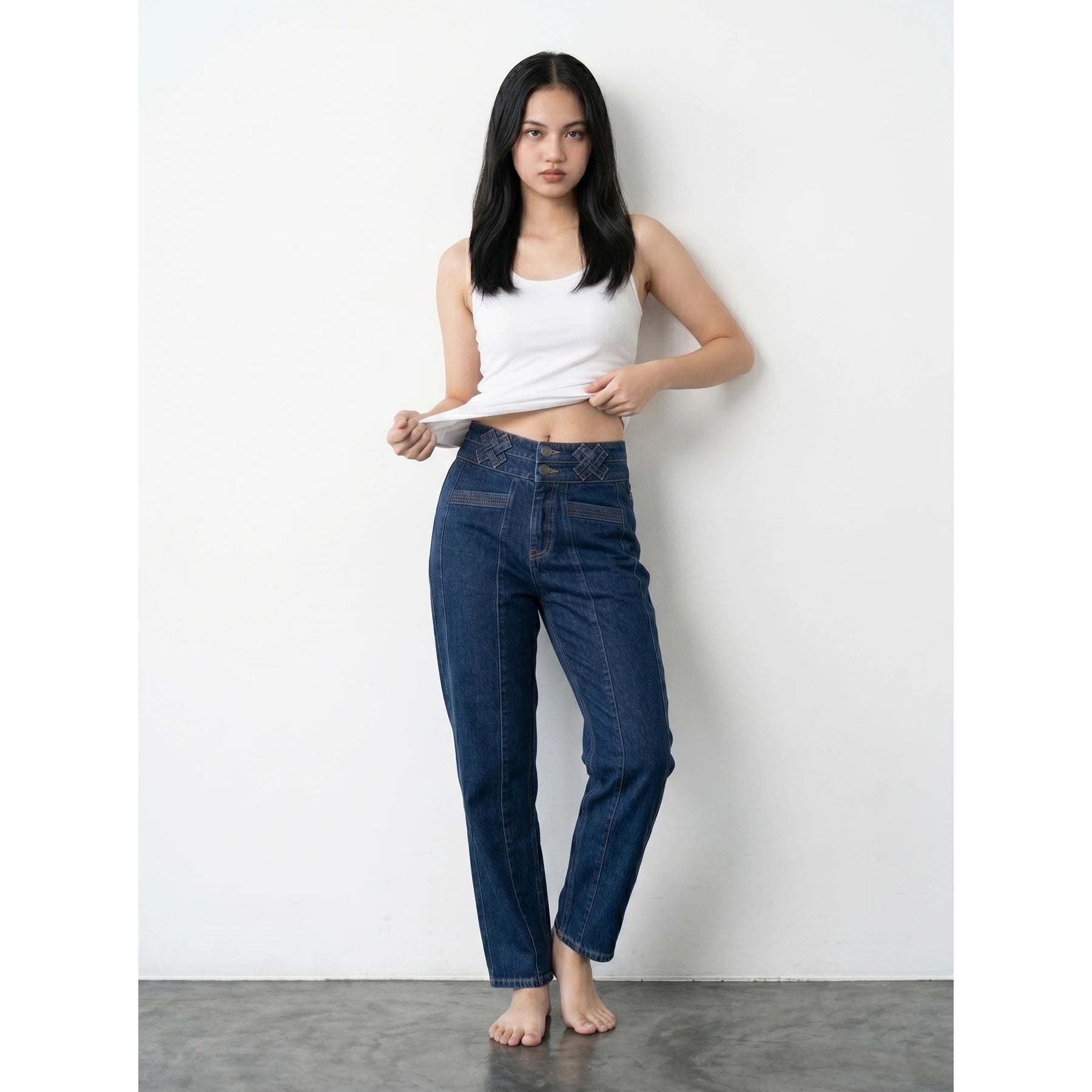Dark Blue Mom Fit Jeans | Montivo Pakistan