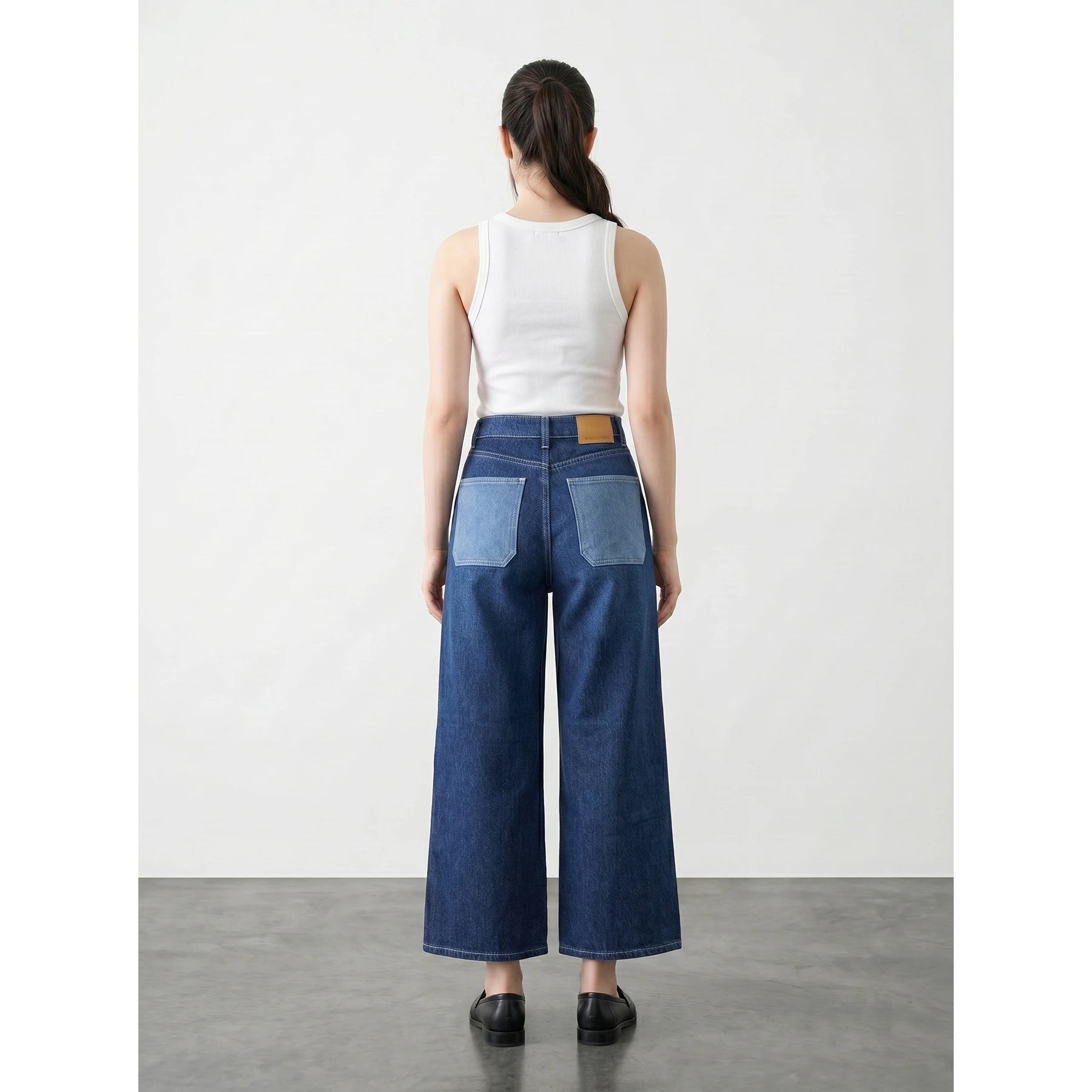 Blue Cropped Panel Wide Leg Jeans | Montivo Pakistan