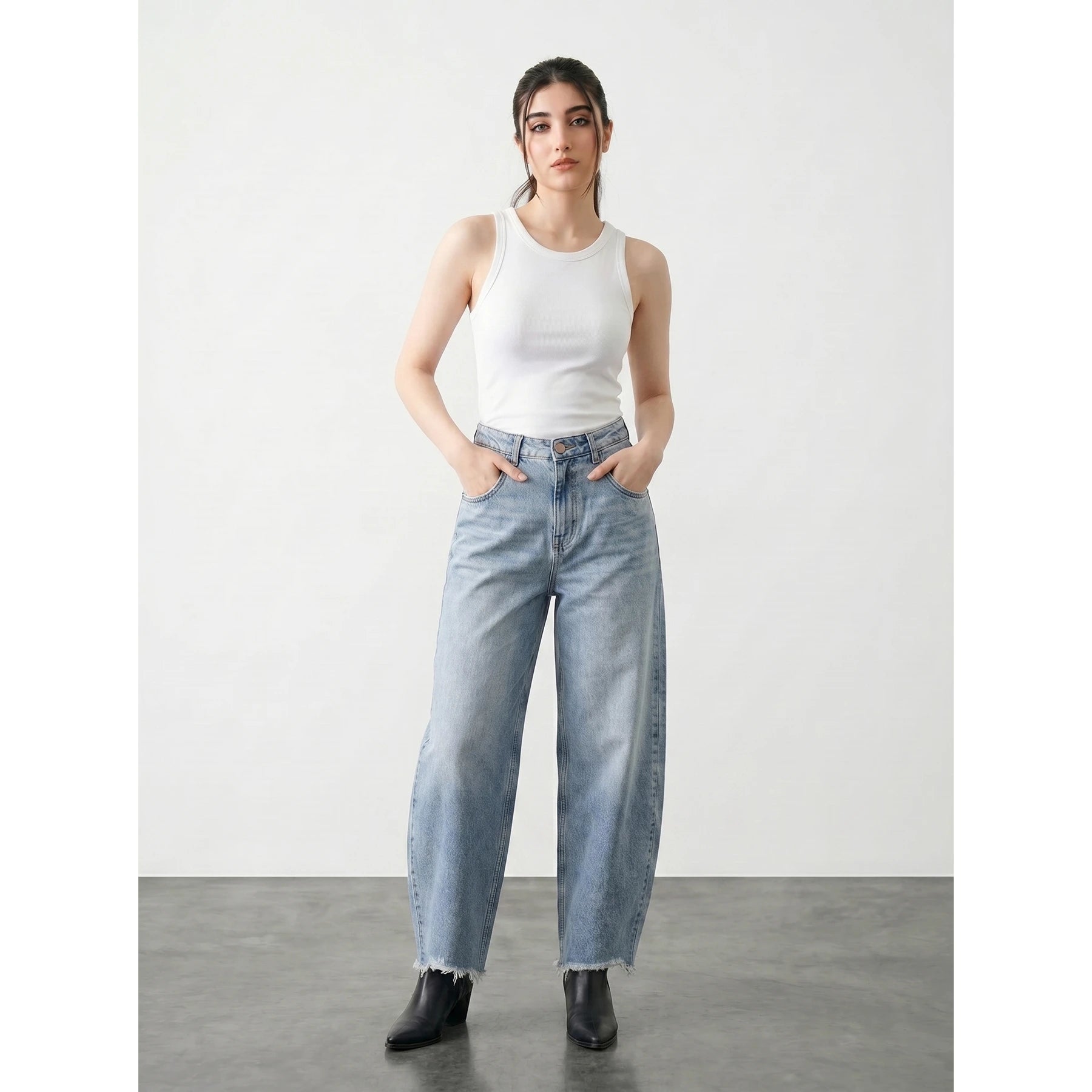 Light Blue Baggy Barrel Jeans | Montivo Pakistan