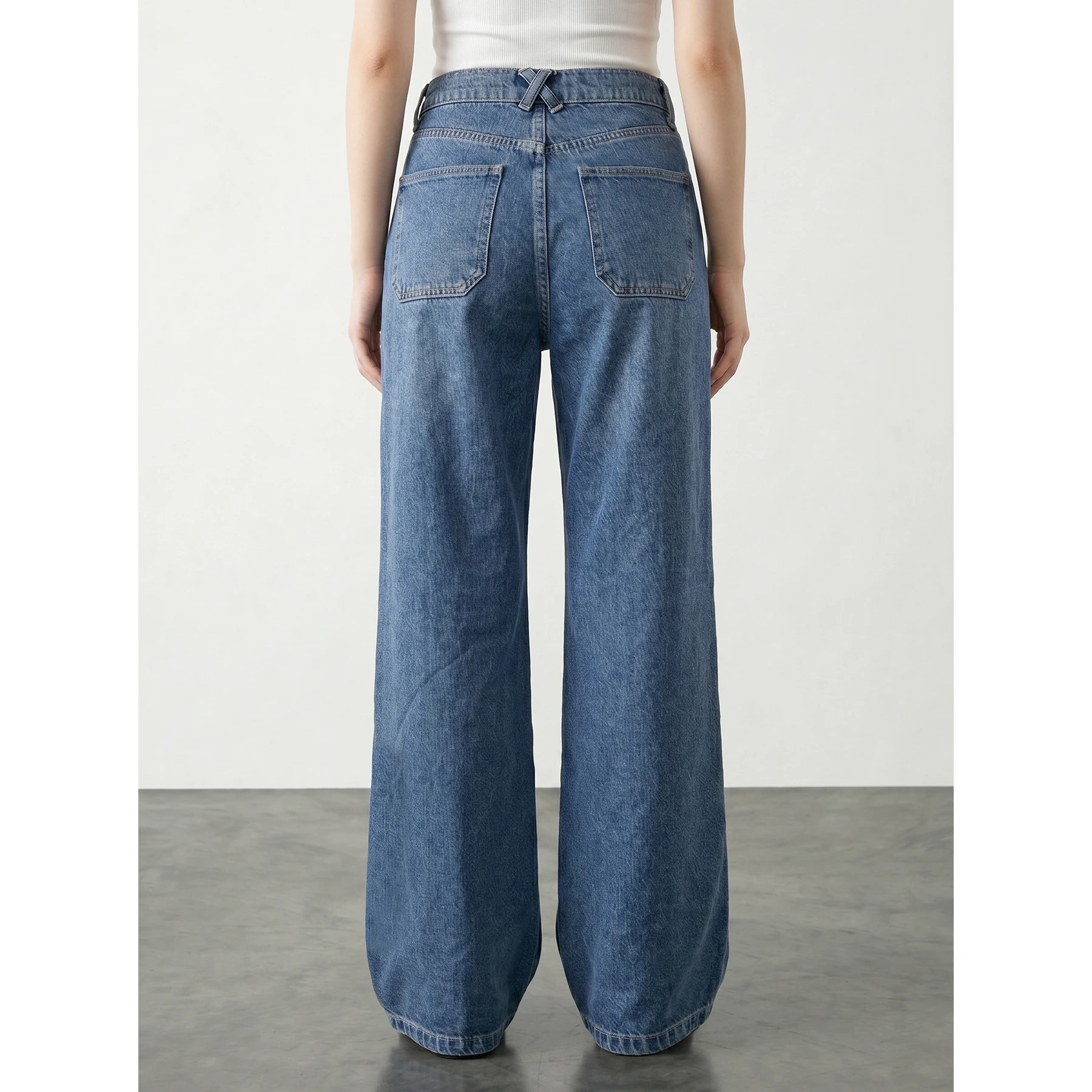 Mid Blue Embroidered Wide Leg Jeans | Montivo Pakistan