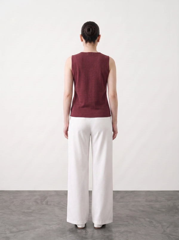 Burgundy V Neck Vest Top | Montivo Pakistan