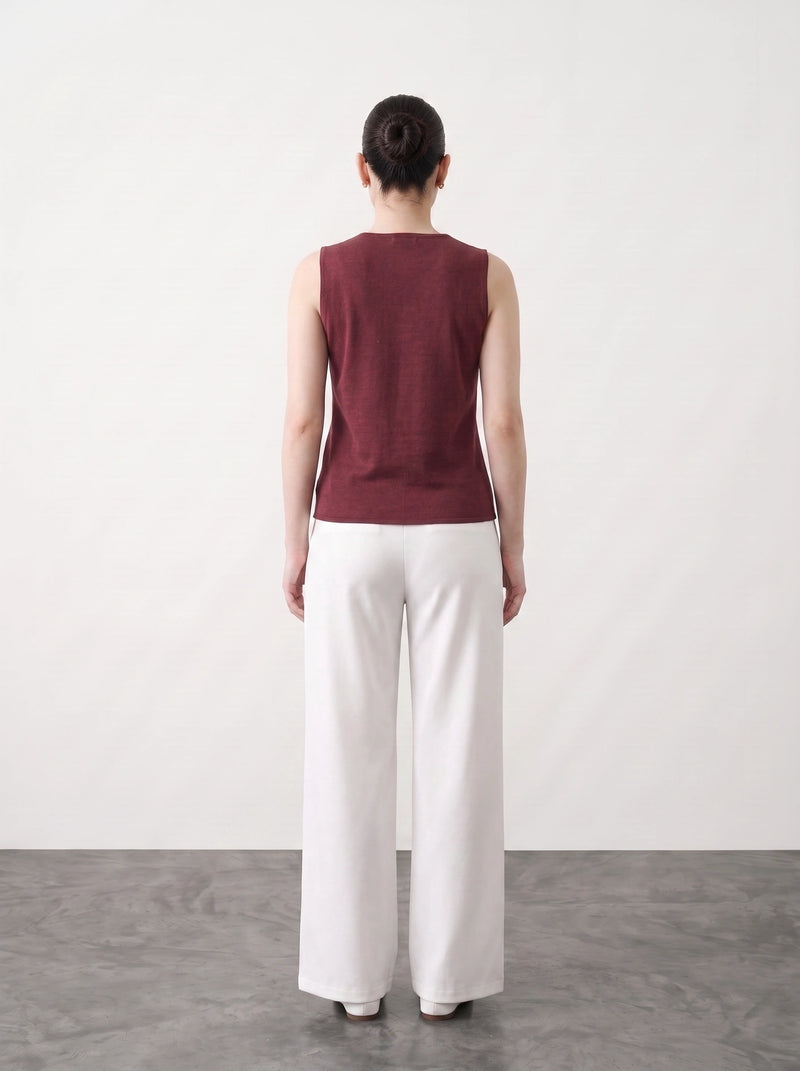 Burgundy V Neck Vest Top | Montivo Pakistan