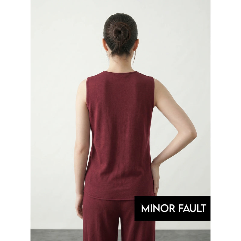 (Minor Fault) Burgundy V Neck Vest Top | Montivo Pakistan