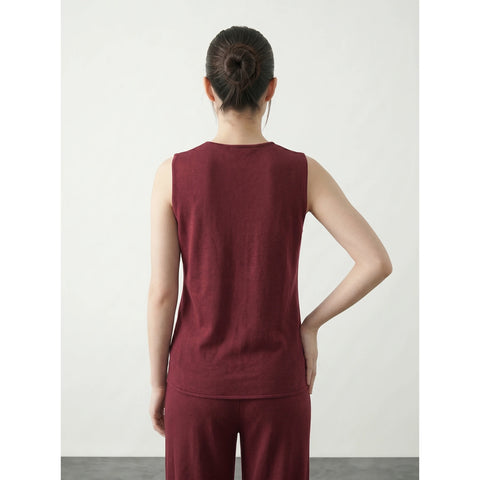 Burgundy V Neck Vest Top | Montivo Pakistan