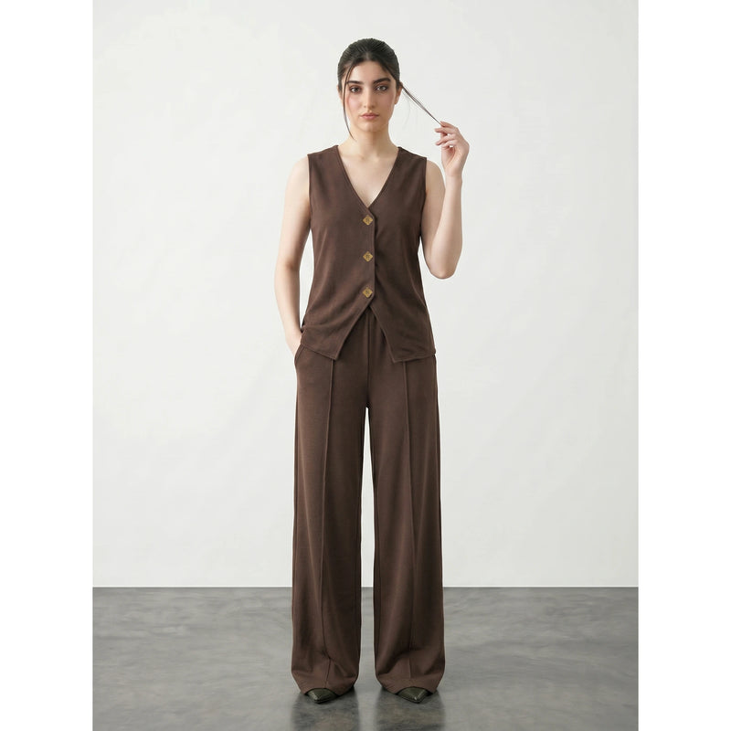 Brown V Neck Vest Top | Montivo Pakistan