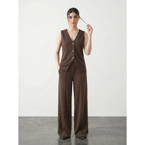 Brown V Neck Vest Top | Montivo Pakistan