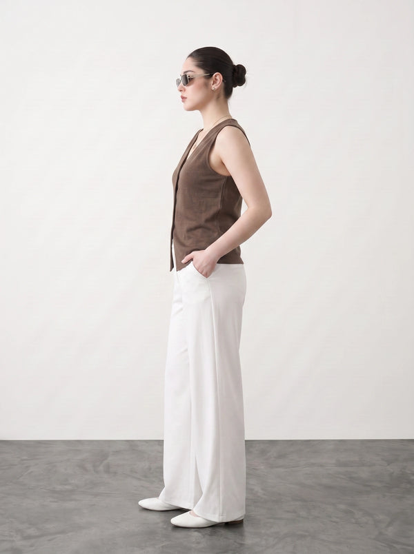 Brown V Neck Vest Top | Montivo Pakistan
