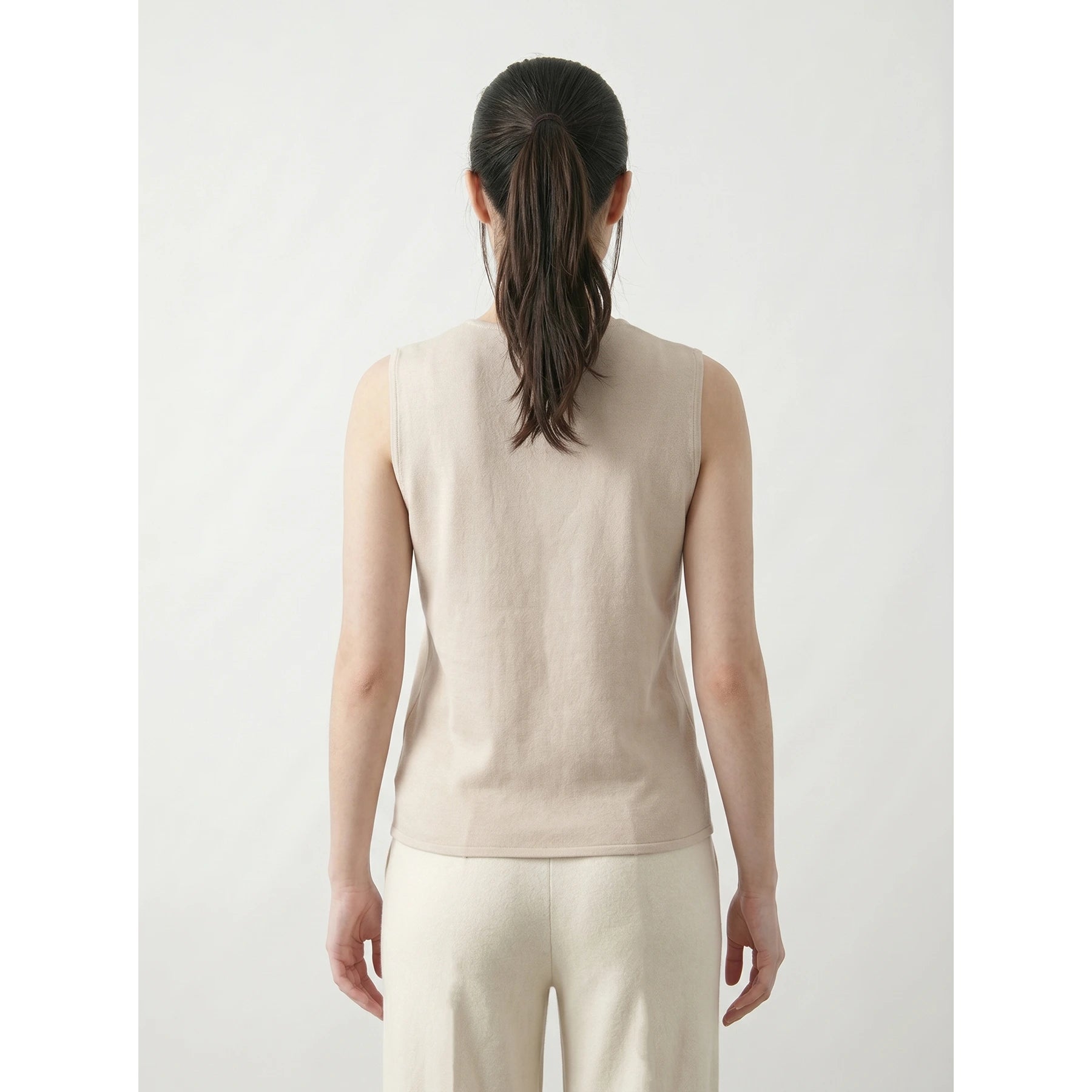 Beige V Neck Vest Top | Montivo Pakistan