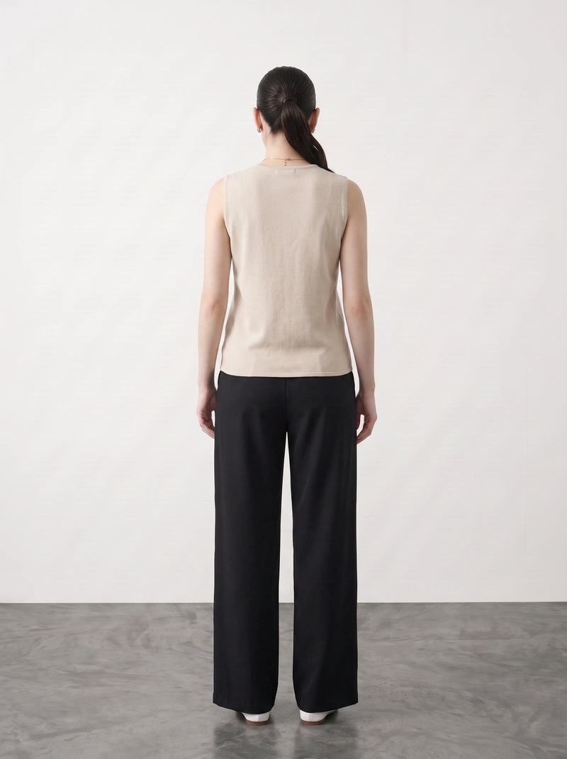 Beige V Neck Vest Top | Montivo Pakistan