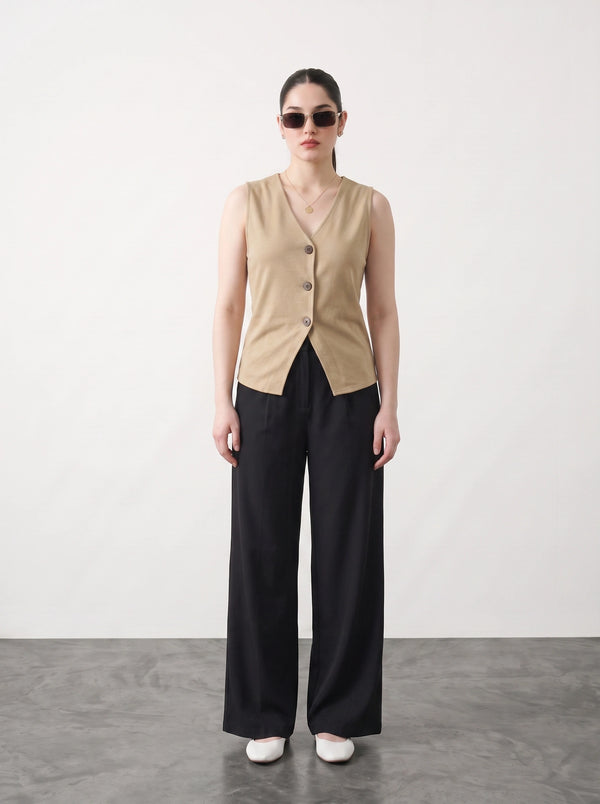 Wheat V Neck Vest Top | Montivo Pakistan