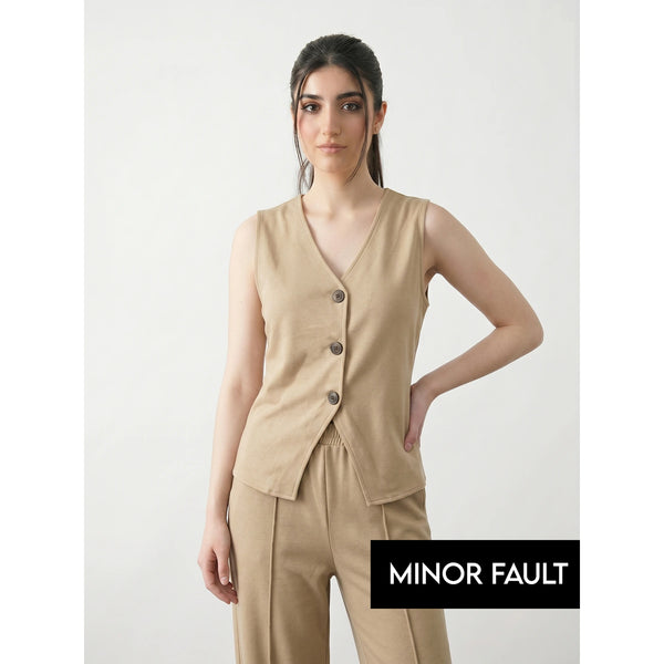 (Minor Fault) Wheat V Neck Vest Top | Montivo Pakistan
