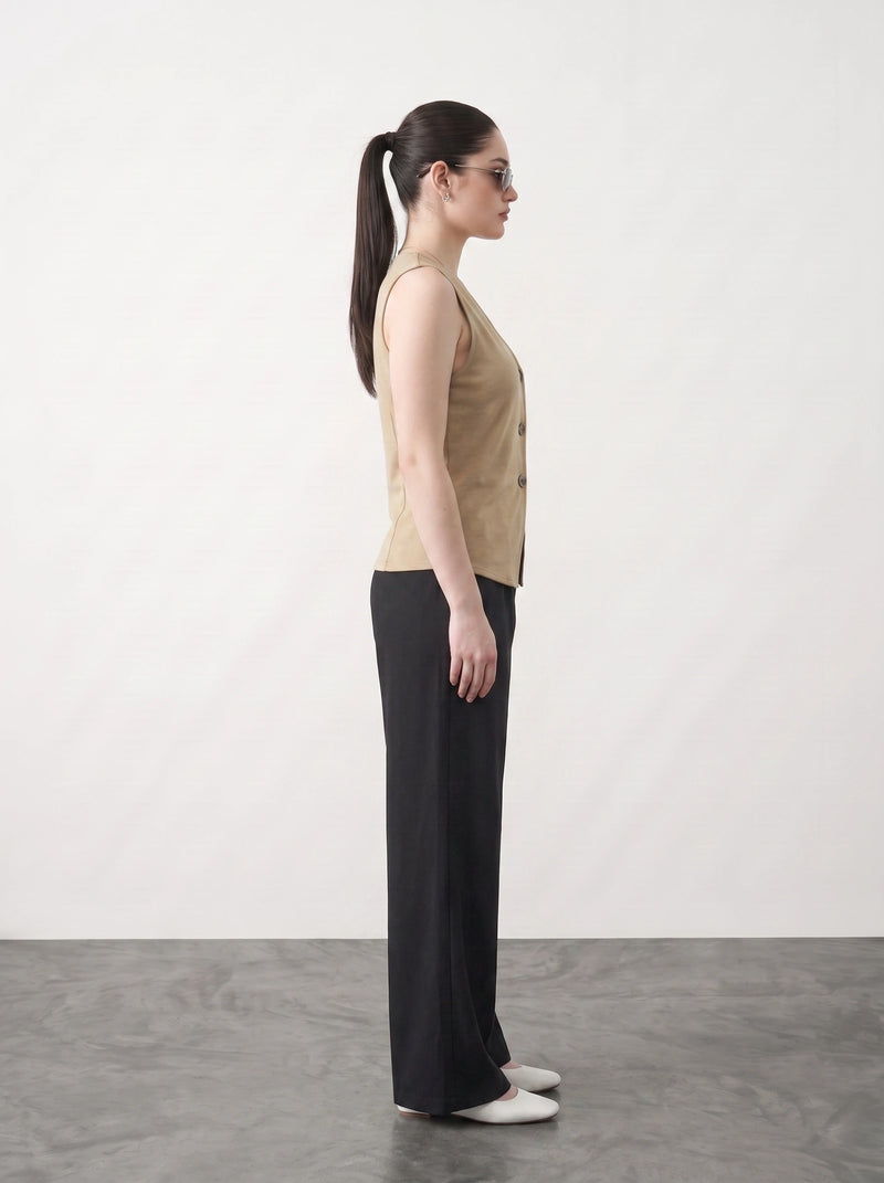 Wheat V Neck Vest Top | Montivo Pakistan