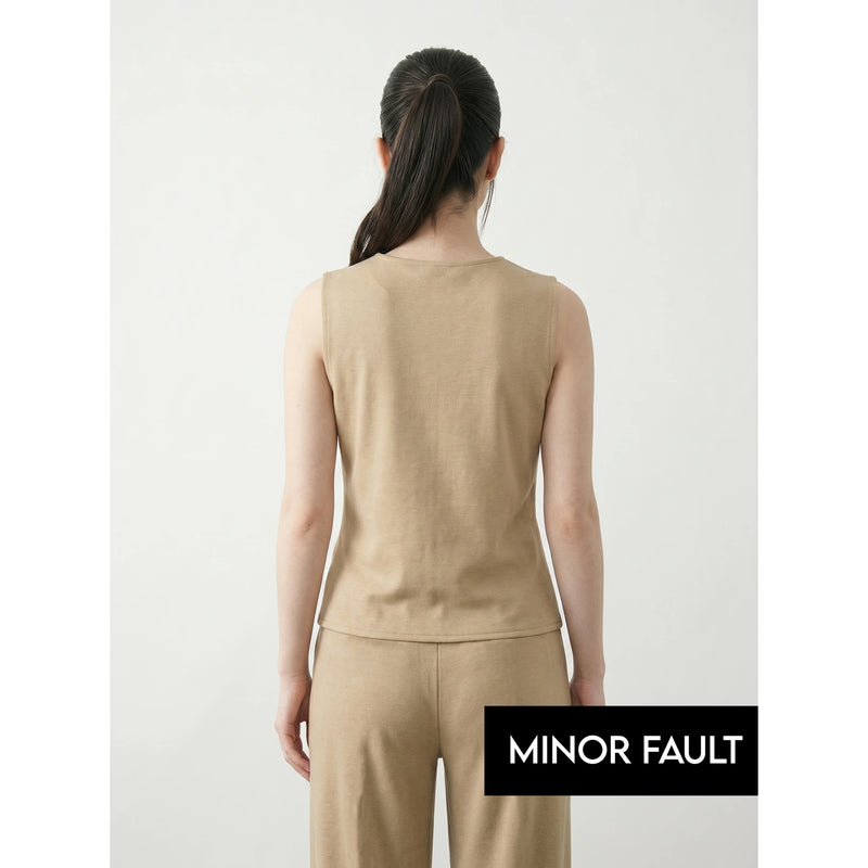 (Minor Fault) Wheat V Neck Vest Top | Montivo Pakistan