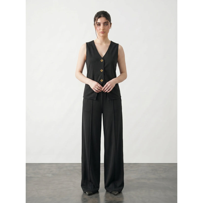 Black V Neck Vest Top | Montivo Pakistan