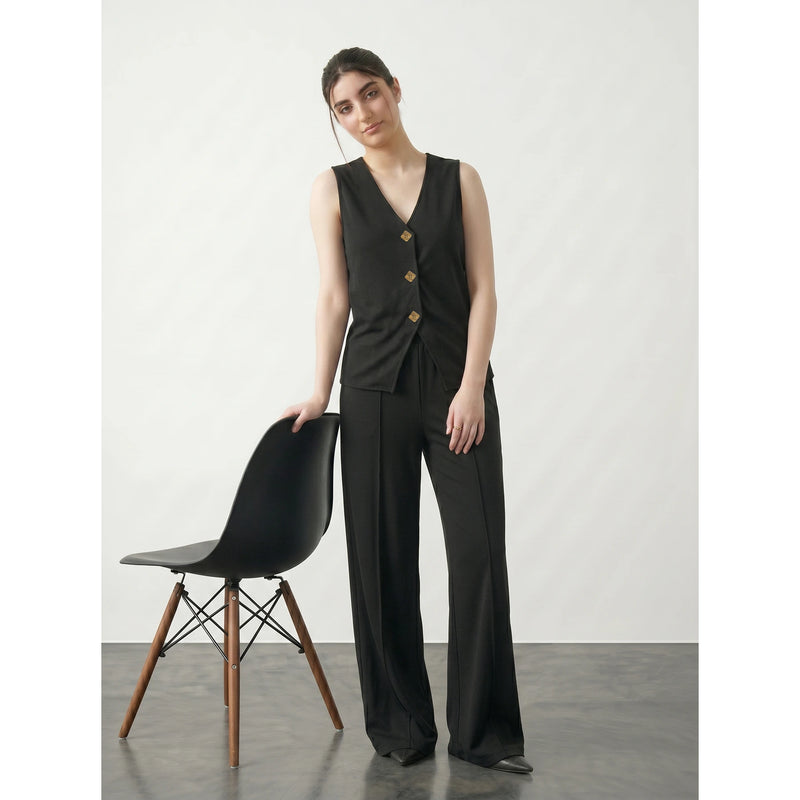 Black V Neck Vest Top | Montivo Pakistan