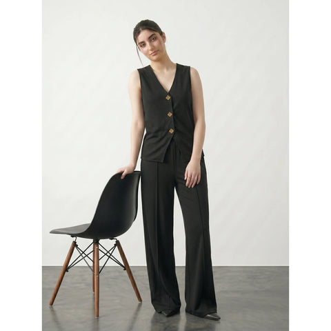 Black V Neck Vest Top | Montivo Pakistan