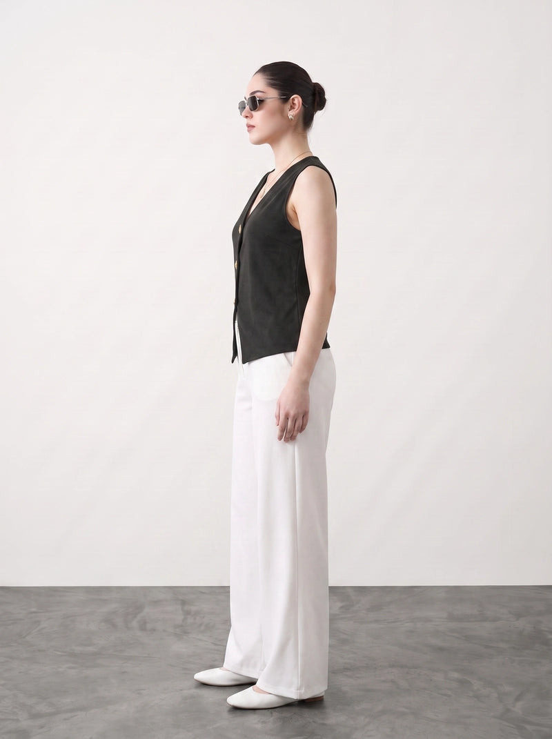 Black V Neck Vest Top | Montivo Pakistan