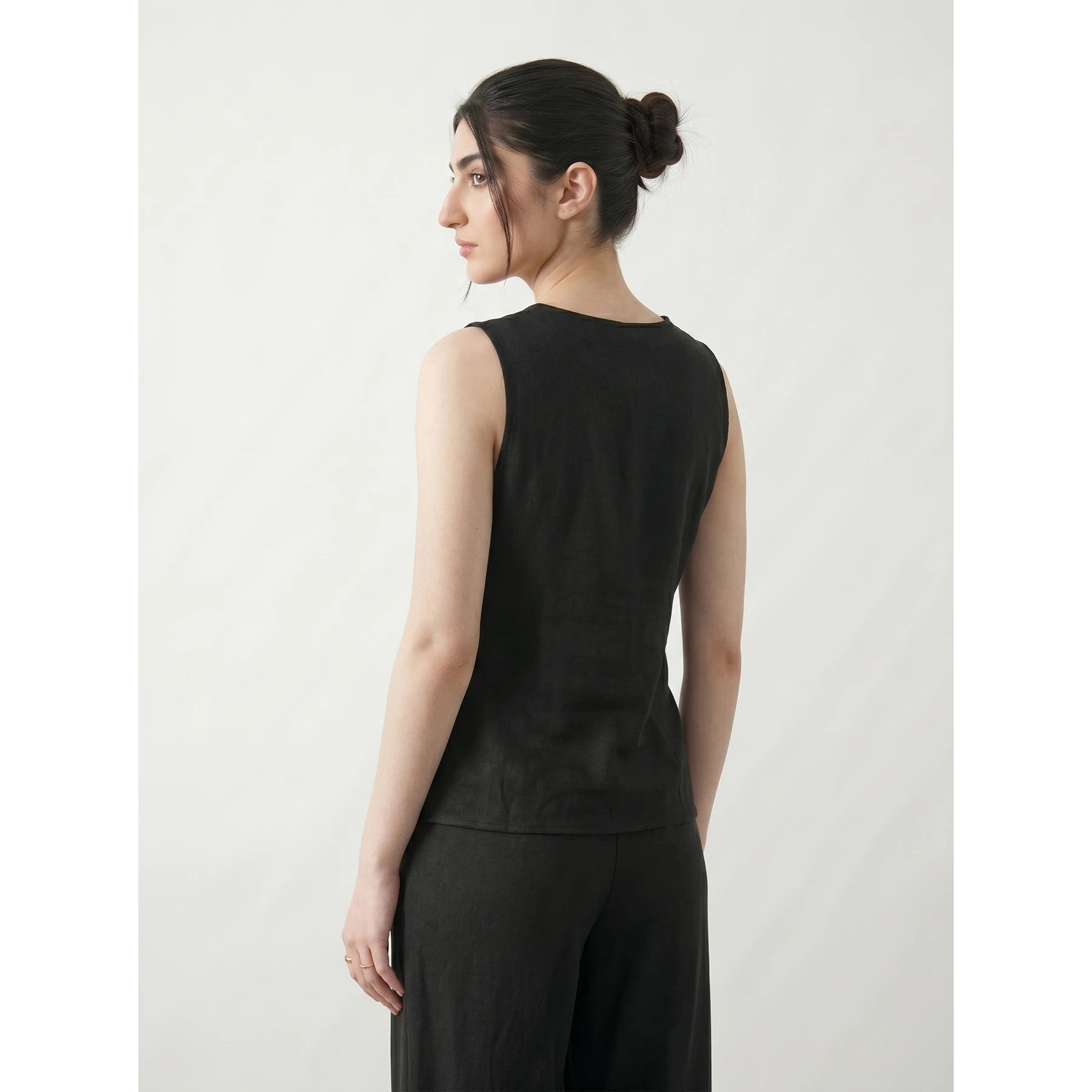Black V Neck Vest Top | Montivo Pakistan