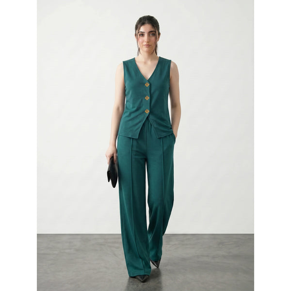 Teal V Neck Vest Top | Montivo Pakistan