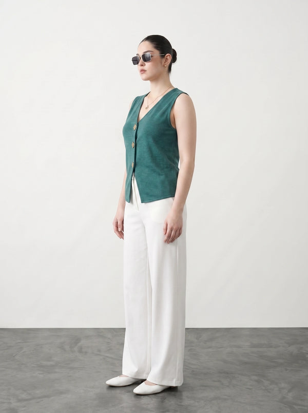 Teal V Neck Vest Top | Montivo Pakistan