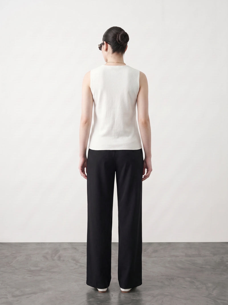 Off-White V Neck Vest Top | Montivo Pakistan