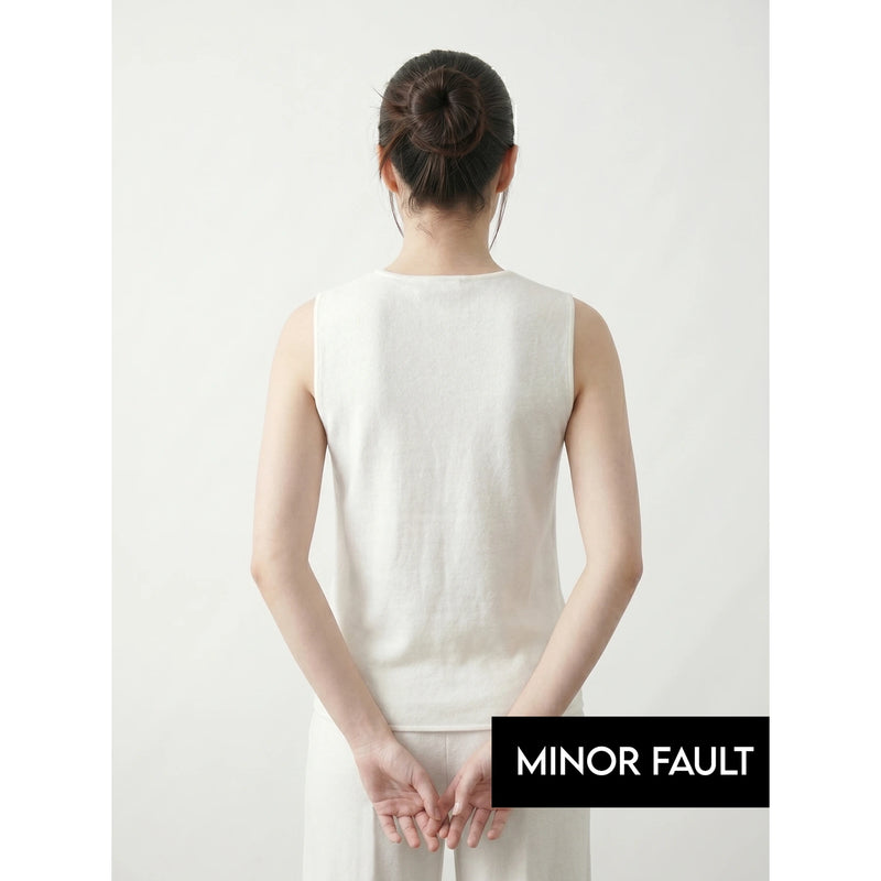 (Minor Fault) Off-White V Neck Vest Top | Montivo Pakistan