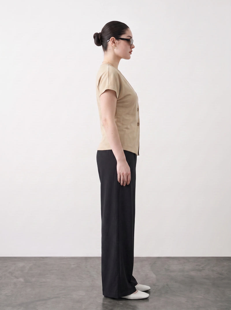 Wheat Interlock Button Down Top | Montivo Pakistan