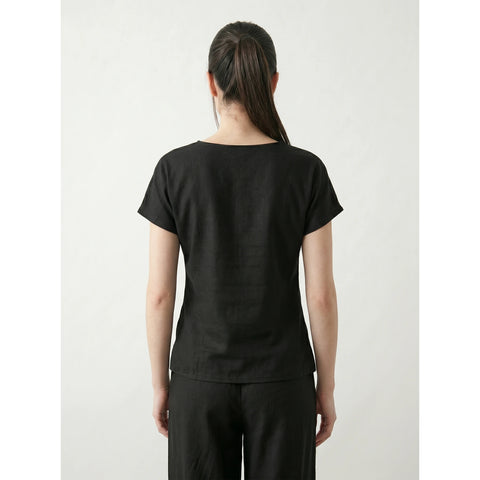 Black Interlock Button Down Top