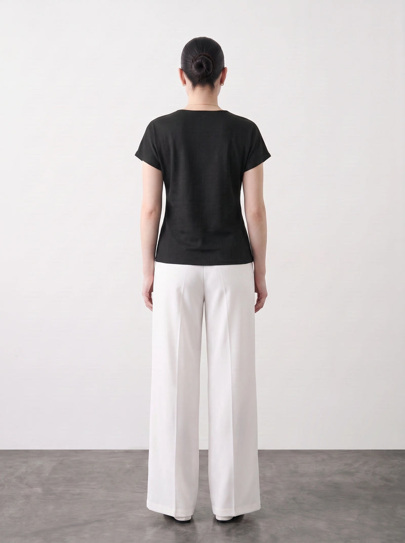 Black Interlock Button Down Top | Montivo Pakistan