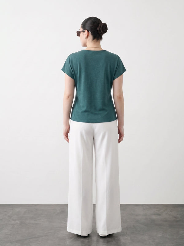 Teal Interlock Button Down Top | Montivo Pakistan