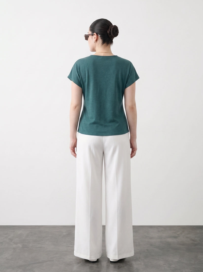 Teal Interlock Button Down Top | Montivo Pakistan