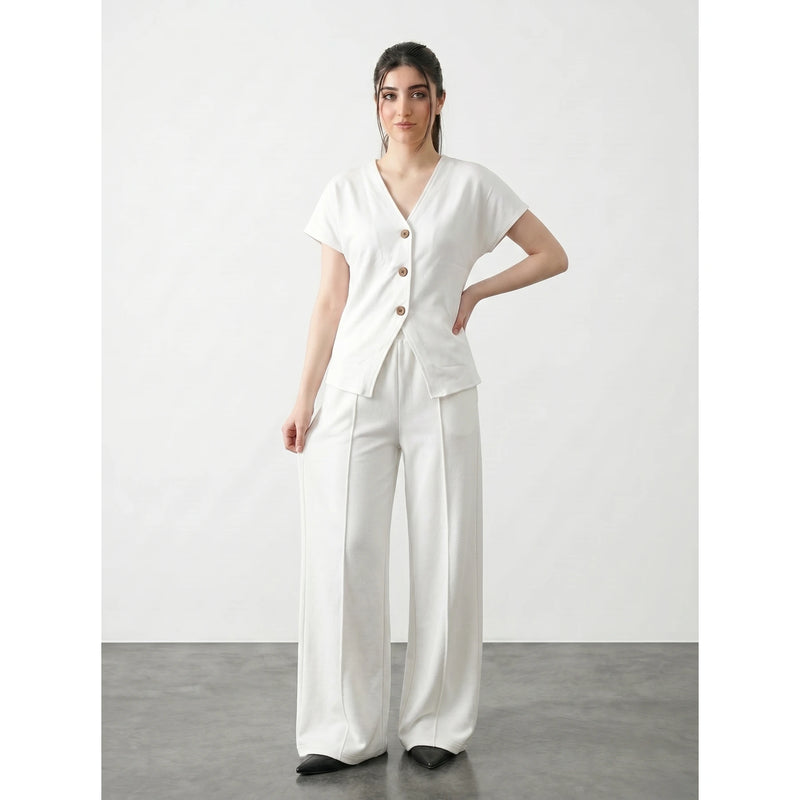Off-White Interlock Button Down Top | Montivo Pakistan