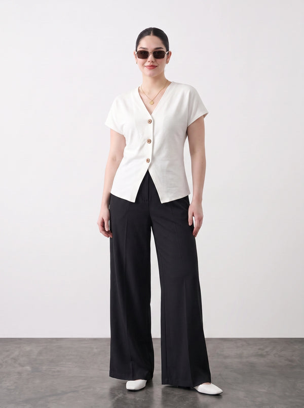 Off-White Interlock Button Down Top | Montivo Pakistan