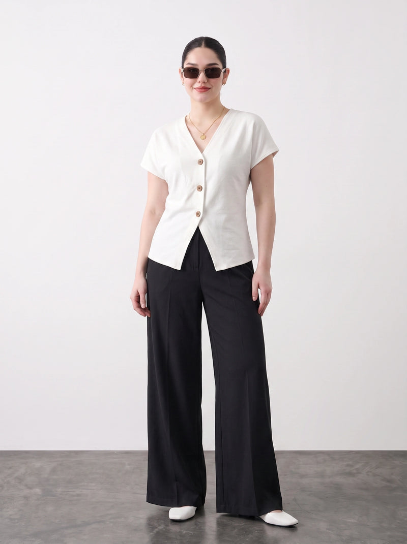Off-White Interlock Button Down Top | Montivo Pakistan
