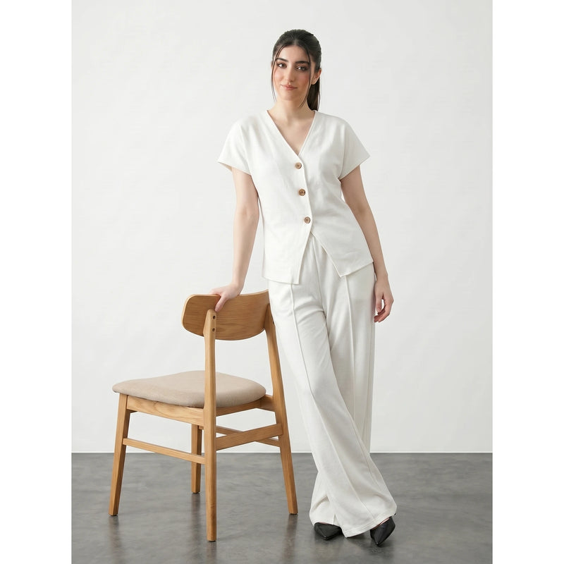 Off-White Interlock Button Down Top | Montivo Pakistan