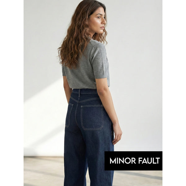 (Minor Fault) High Rise Rinse Wash Cropped Jeans | Montivo Pakistan