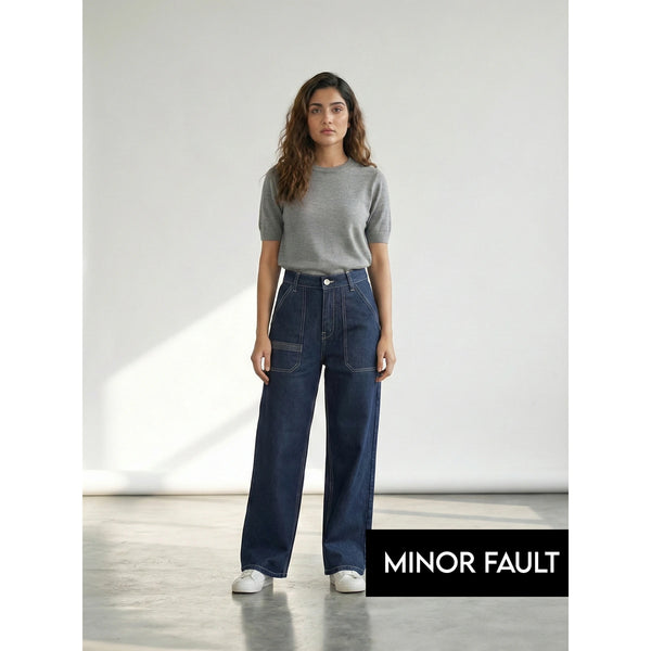 (Minor Fault) High Rise Rinse Wash Cropped Jeans | Montivo Pakistan