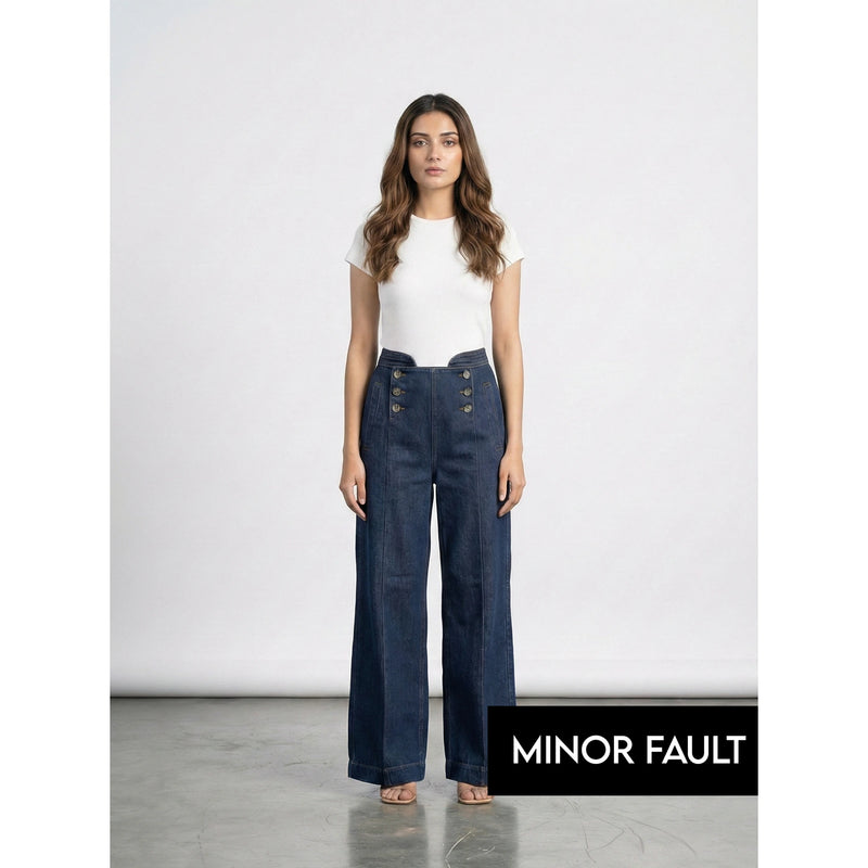 (Minor Fault) Blue Long Wide Leg Jeans | Montivo Pakistan
