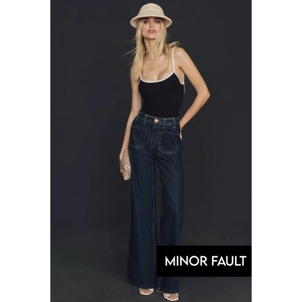 (Minor Fault) Dark Blue High Rise Wide Leg Jeans | Montivo Pakistan
